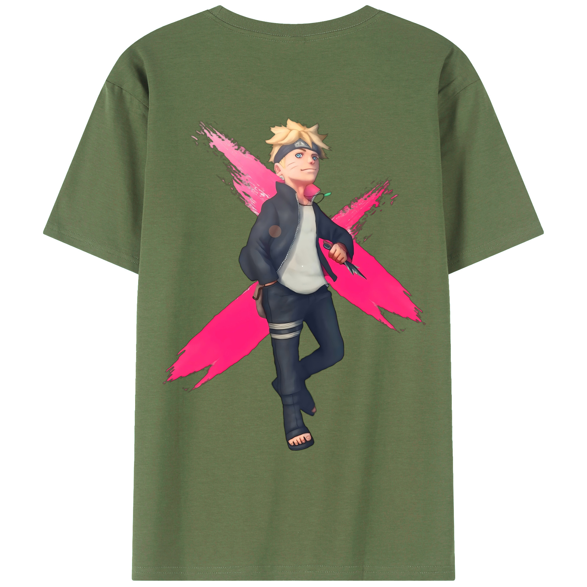 （画像用） NARUTO -ナルト- うずまき ボルト Uzumaki Boruto 綿100％ メンズ半袖Tシャツ（バックプリント） 通気性